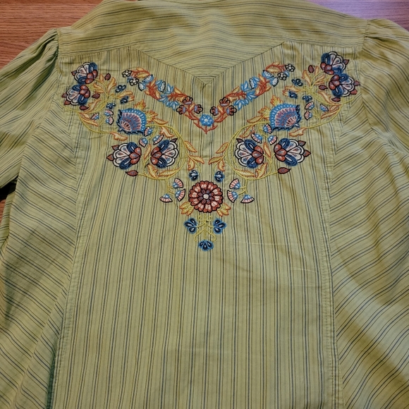 Johnny Was 3J Workshop Button Down Floral Embroidered Shirt, M - Picture 11 of 14